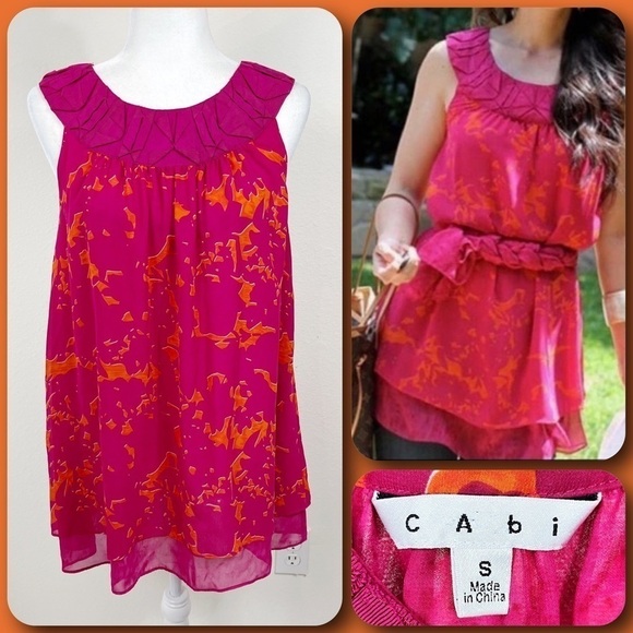 CAbi Origami Fuchsia & Orange Tank Tunic Top SMALL - Picture 1 of 7